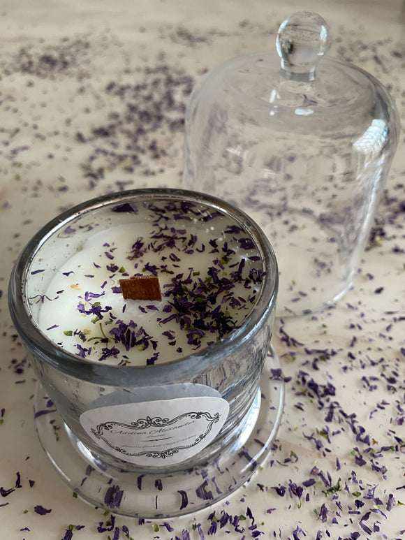 The Quartz Dome With Botanical Blue Mallow Petals